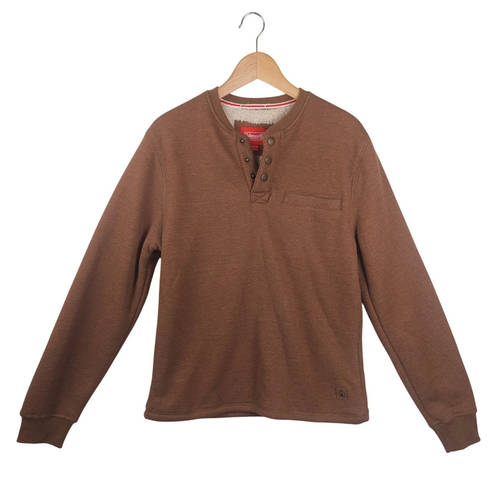 Coleman Bonded Sherpa Lined Henley Shirt Men's Small Copper Waffle Knit Thermal - Picture 1 of 14